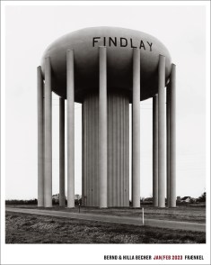 Color image of a poster with a black and white photograph of a water tower with the word findlay on it