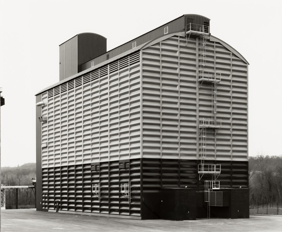 Black and white photograph of grain elevator exterior