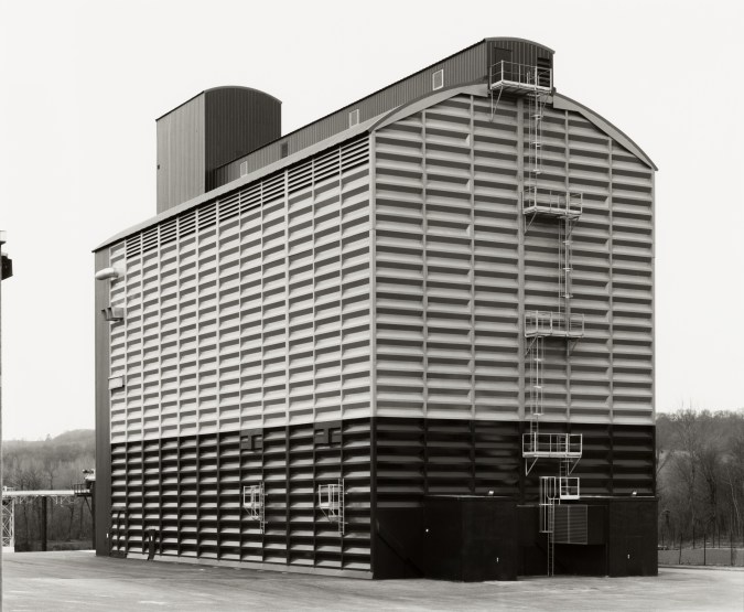 Black and white photograph of grain elevator exterior