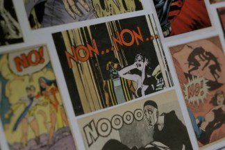 Comic book panels incorporating the word NO in each image