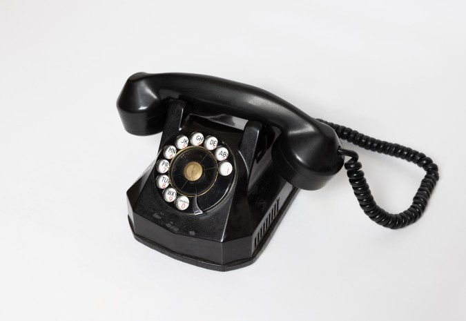 Color image of a black rotary phone