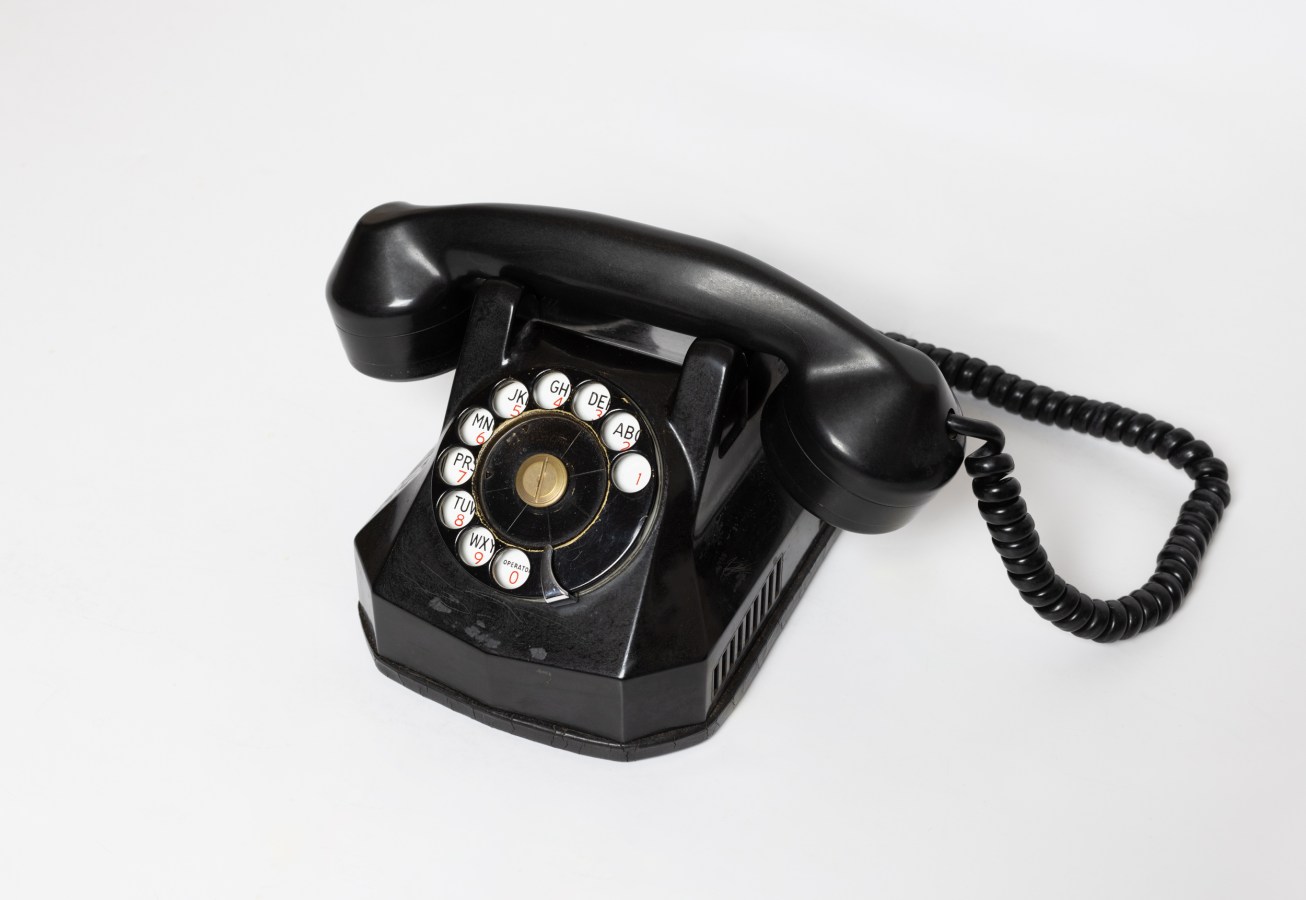 Color image of a black rotary phone