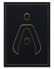 Color image of a book cover with gold imprint of an ancient like symbol