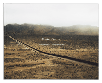 Color image of a book cover depicting the border between the United States and Mexico during an overcast day