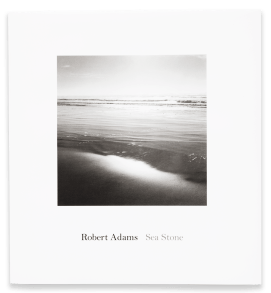An image of a cover of a white book that has a black and white photograph of the beach above a black and grey title